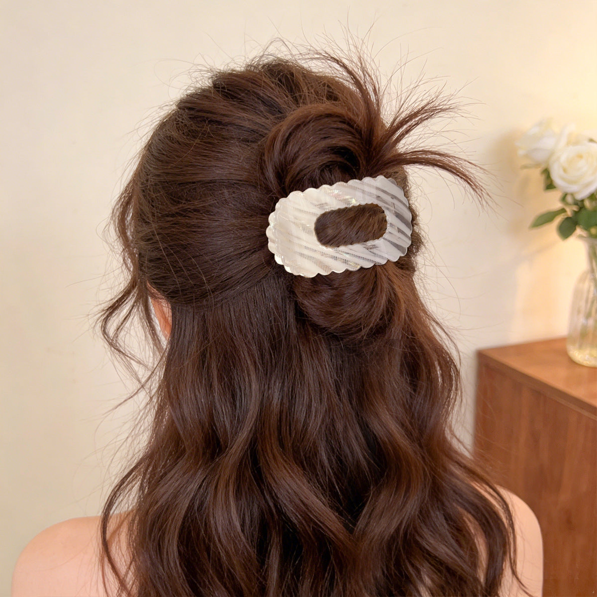 Textured Acetate Wave Edge Hair Claw Clip MK2PPM6W6HCP339