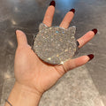 Cute Cat Shape Rhinestone Portable Foldable Mirror 6C5MR106