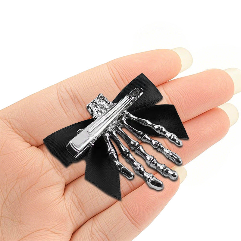 Vintage Bowknot Skeleton Hand Duckbill Hair Clip 6W6HCP1315