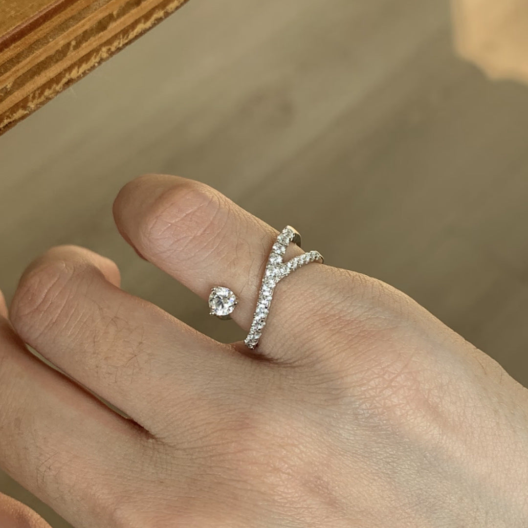 Stylish Cross Meteor Diamonds Open Ring 8ZA6JRG130L