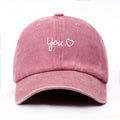 Vintage Washed Letter Heart Embroidery Baseball Cap MK2BW6W6HAT89