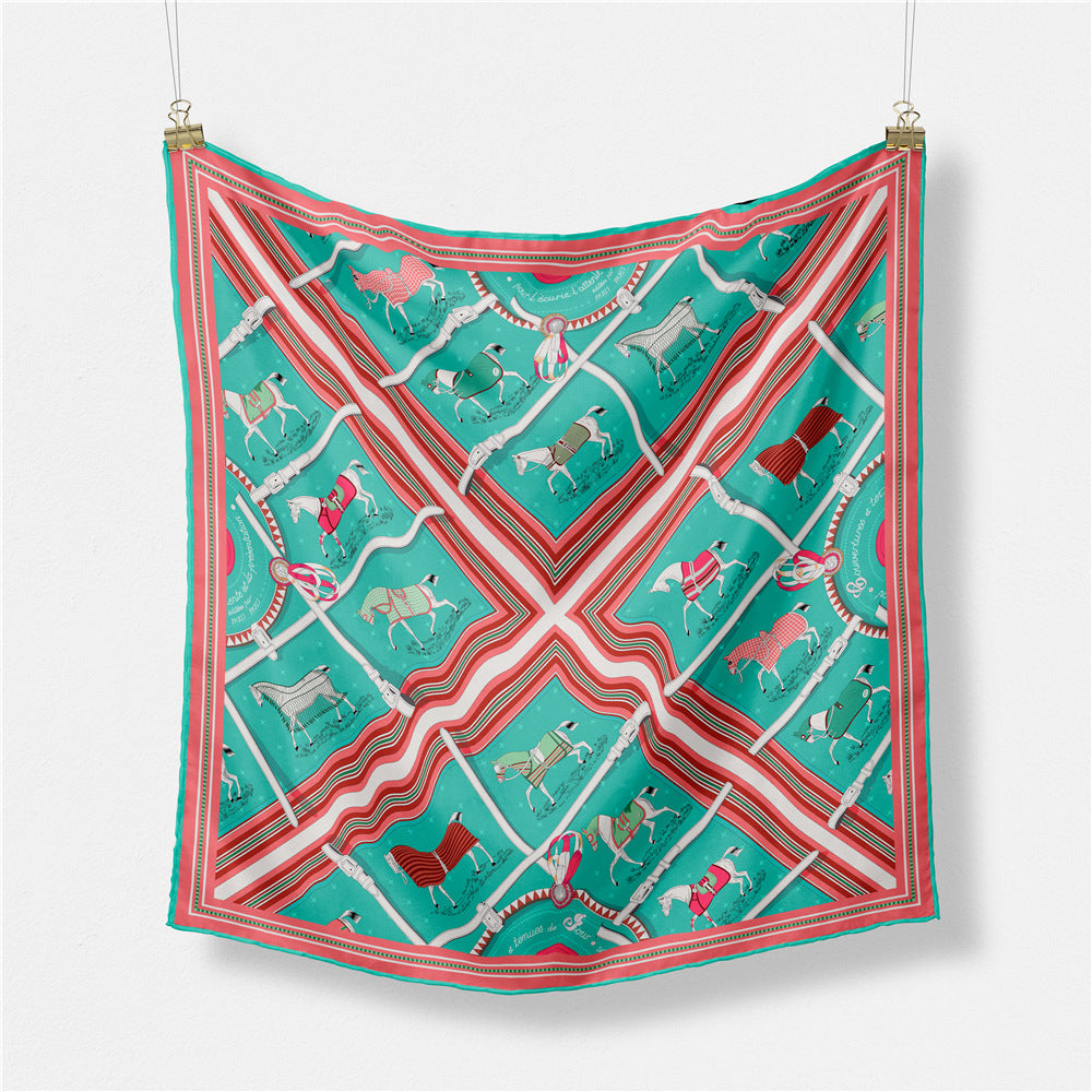Fashion Abstract Print Versatile Square Silk Scarf 8BW6NSI14
