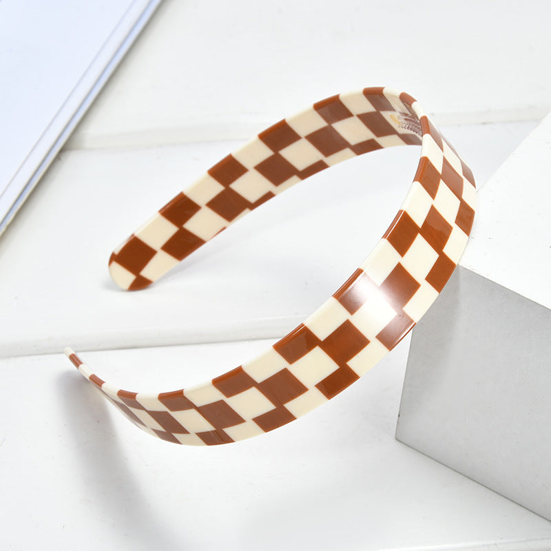 Minimalist Color Block Plaid Pattern Acetate Headband MK2PIM6W6HBD64