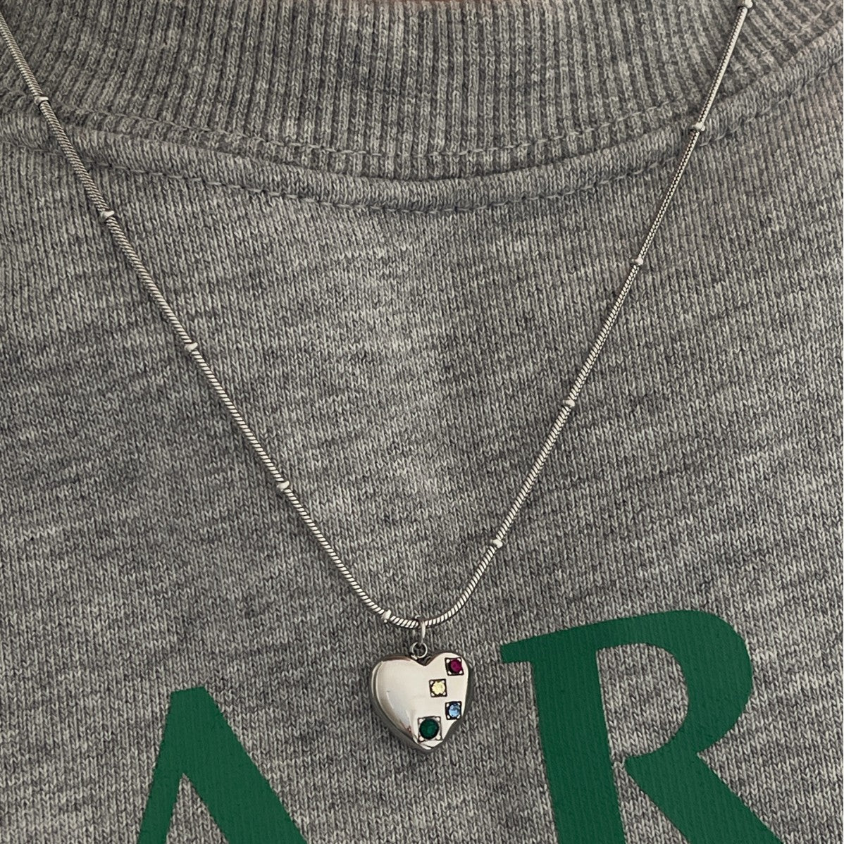 Colorful Cubic Zirconia Heart Pendant Necklace 6W6JNC423
