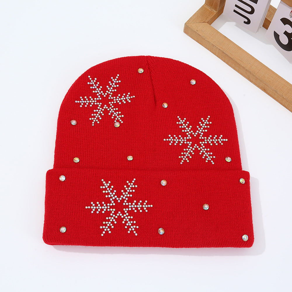 Rhinestone Snowflake Knit Beanie - DippedShop Wholesale - #2531