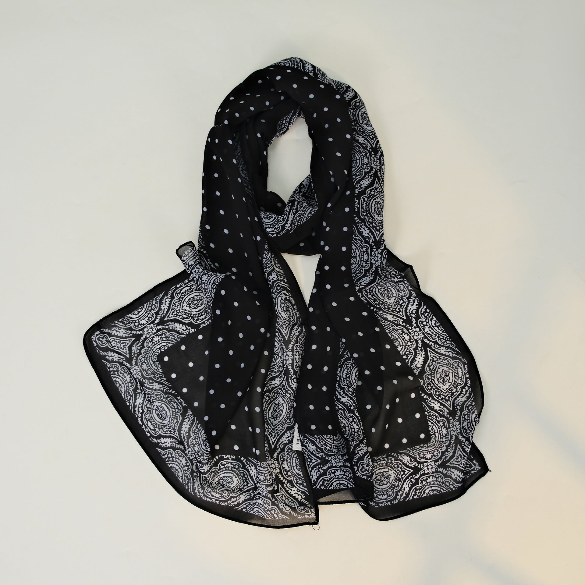 Minimalist Color Block Polka Dots Silk Scarf 6W6NSI224