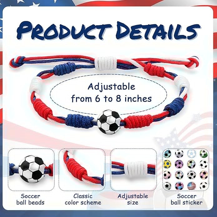 Color Block Rope Braided 3D Football Adjustable Bracelet 8ZA6JBR138T