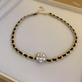 Elegant Camellia Pendant Pearl Chain Choker Necklace 6W6JNC905