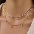 Gold Plated Rhinestone Layered Necklace - DippedShop Wholesale - #9795
