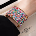 Boho Style Colorful Stone Open Cuff Bracelet 6W6JBR581