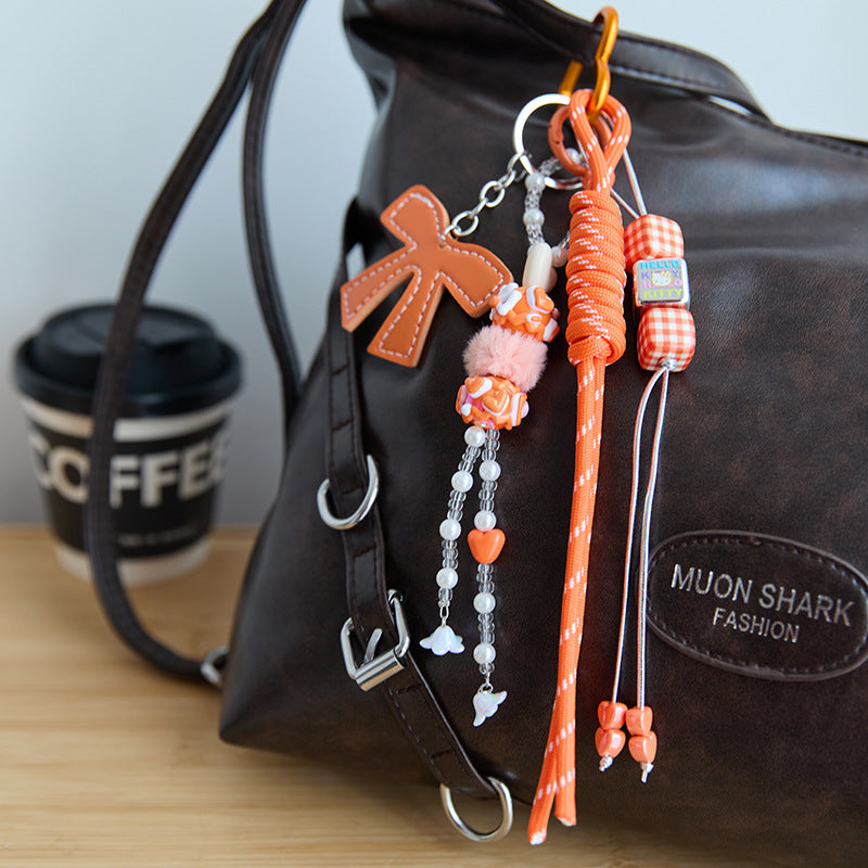 Cute Leather Heart Braided Keychain Bag Charm DP25765