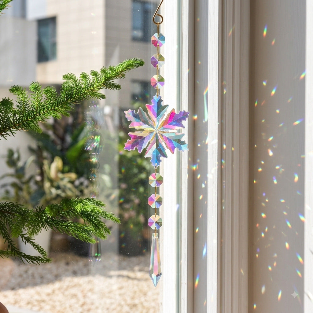 Christmas Snowflake Crystal Suncatcher Wind Chime 6H7HLS142