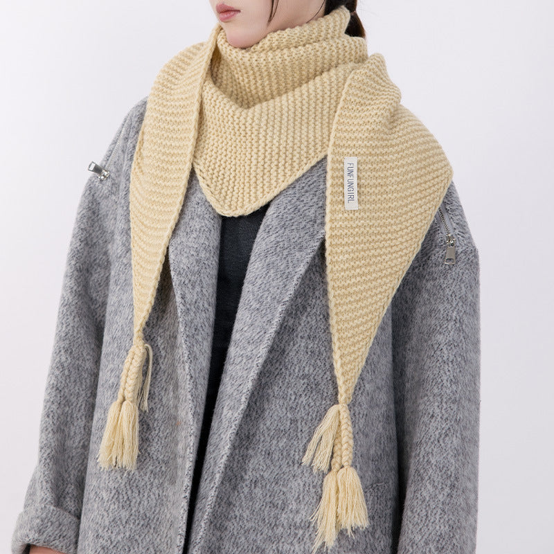Thick Chunky Knitted Triangle Shawl - DippedShop Wholesale - #0291