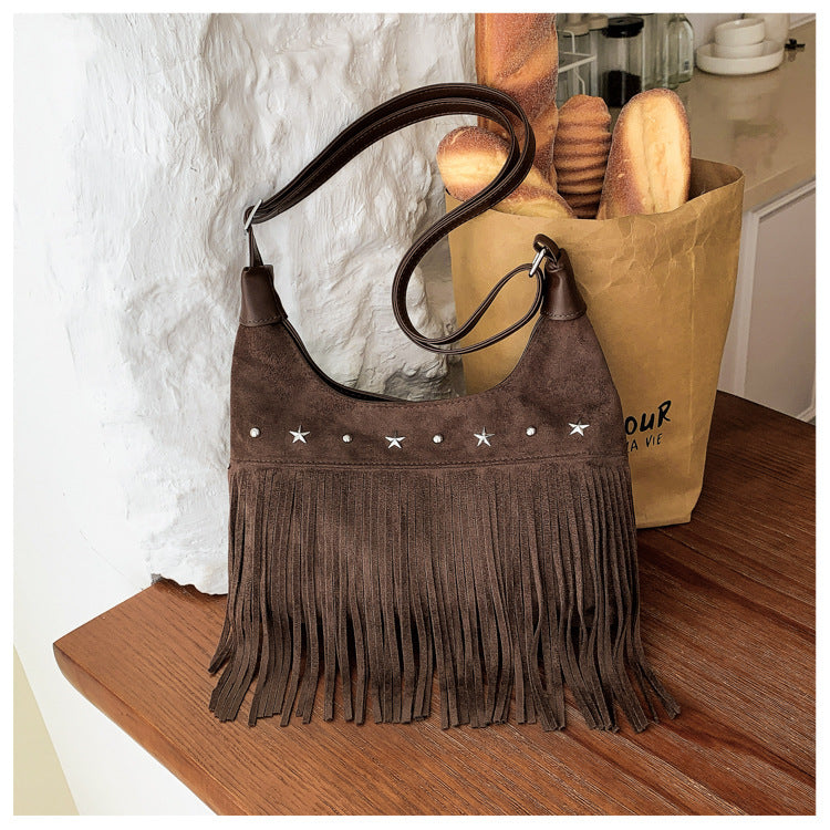 Casual Star Studded Fringe Crossbody Bag 6W10BBG2380