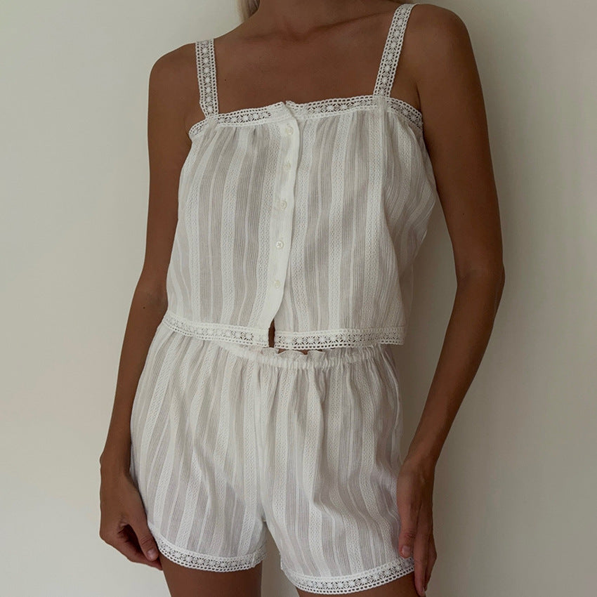 Lace Trim Loungewear Set - DippedShop Wholesale - #9027