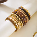 Boho Style Wooden Beaded Layered Elastic Bracelet 6W6JBR504
