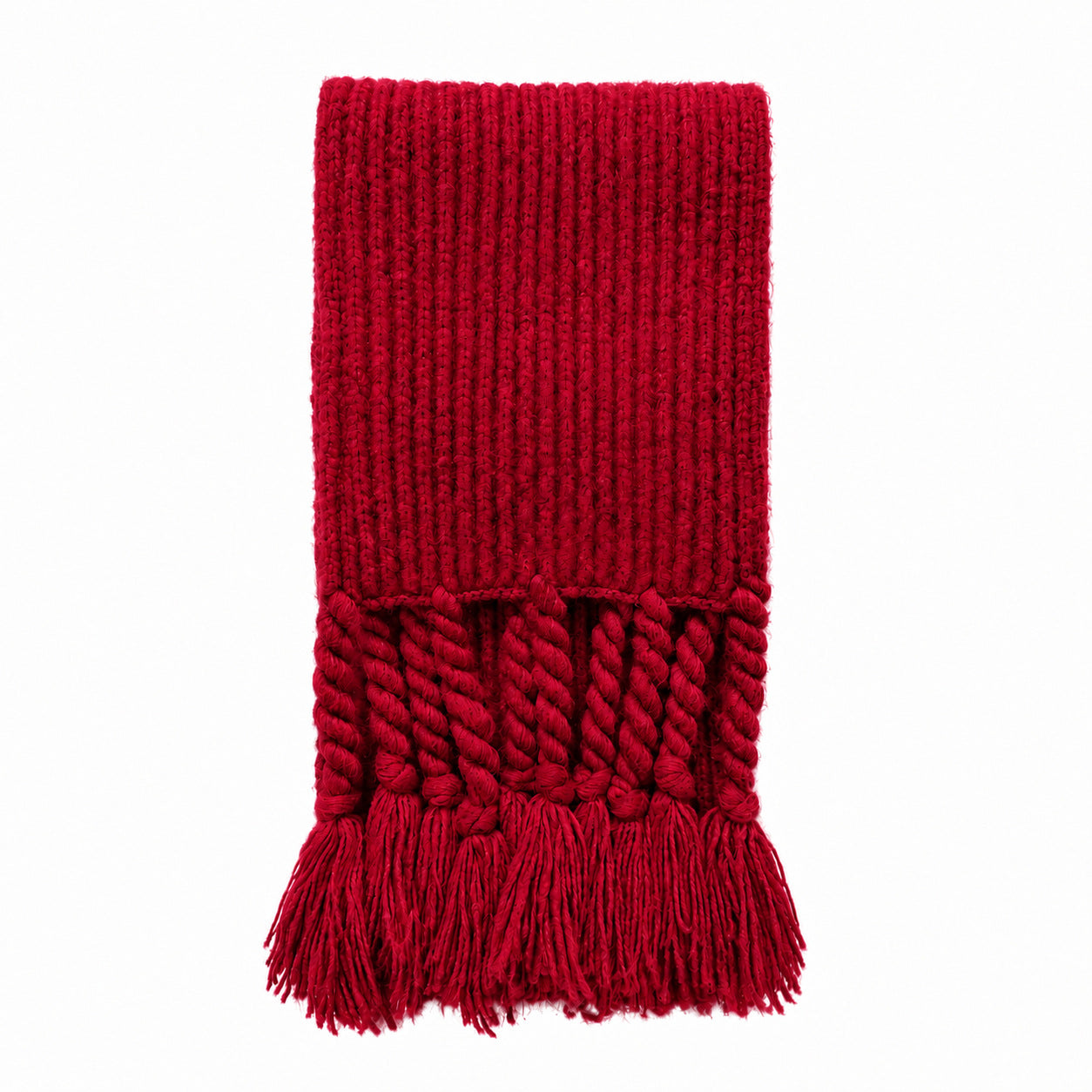 Winter Solid Color Braided Tassel Knit Scarf 6W6NSC93