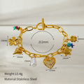 Fashion Gold Plated Floral Heart Charm Bracelet 6W6JBR513