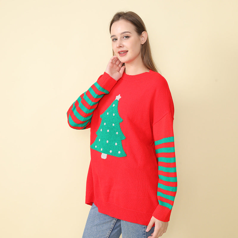 Round Neck Loose Christmas Tree Sweater DPT1421