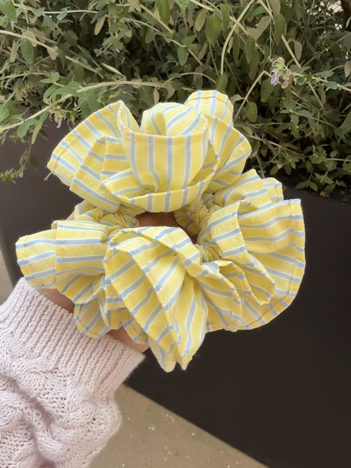 Color Block Striped Double Layer Ruffle Hair Scrunchie MK2BW6W6HSR02
