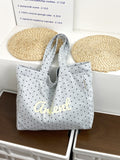 Fresh Polka Dots Letters Print Tote Bag MK2BLW6W10BBG571