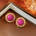 Trendy Rose Crystal Oval Drop Statement Earrings 6W6JER729