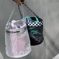 Beach Color Contrast Mesh Storage Bucket Bag 8BW6BOB96L