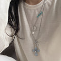 Boho Style Corss Flower Pendant Chain Necklace 6W6JNC416L