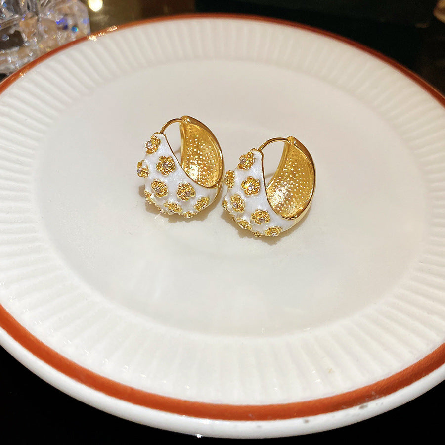 Fresh Flower Enamel Gold Plated Stud Earrings 6W6JER733
