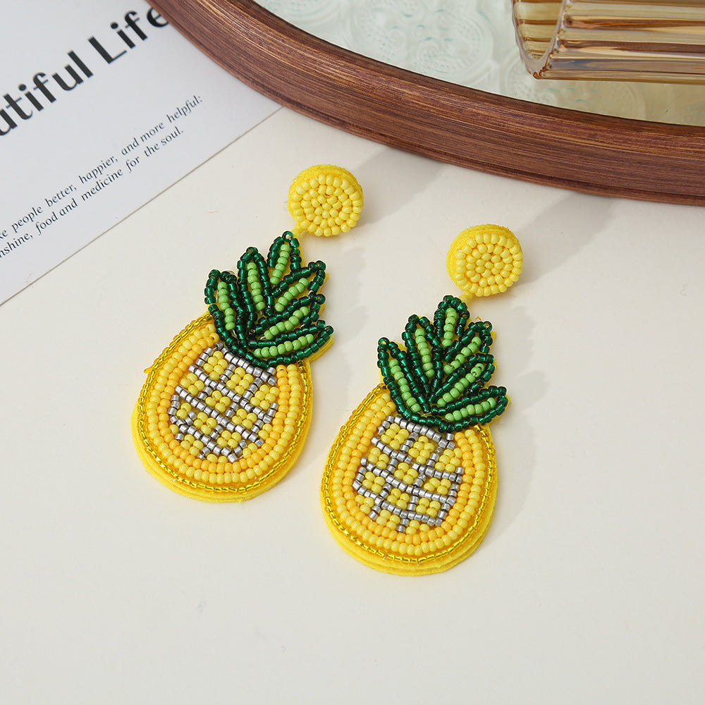 Handmade Beaded Pineapple Earrings - DippedShop Wholesale - #1507