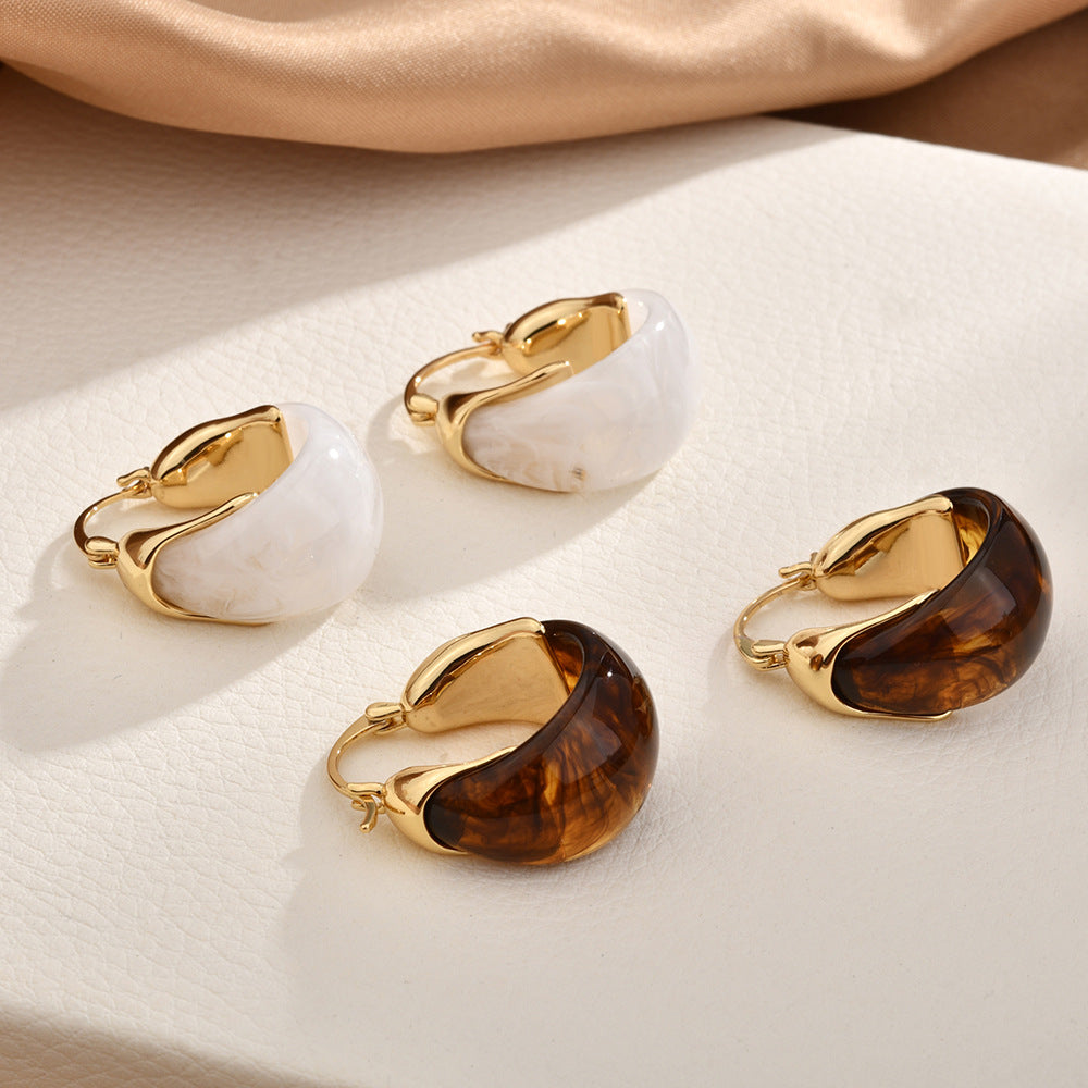 Fashion Amber Resin Huggie Hoop Earrings 6W6JER945