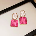 Trendy Rose Crystal Oval Drop Statement Earrings 6W6JER729