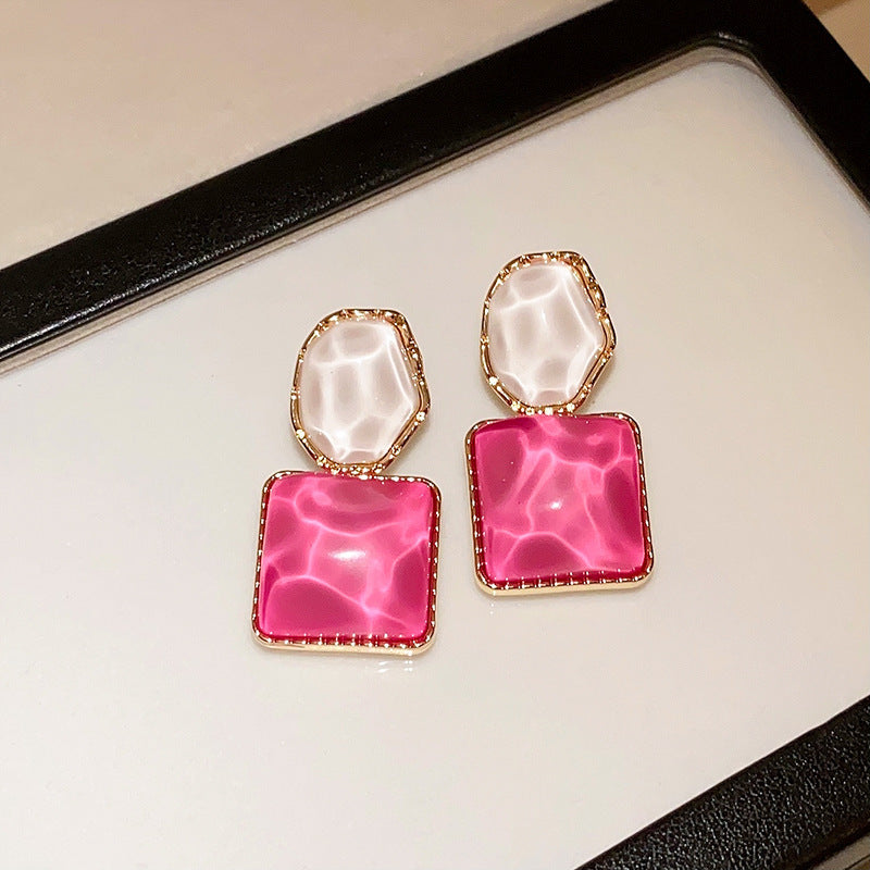 Trendy Rose Crystal Oval Drop Statement Earrings 6W6JER729