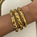 Trendy Gold Plated C-Shaped Open Bracelet 6W6JBR589