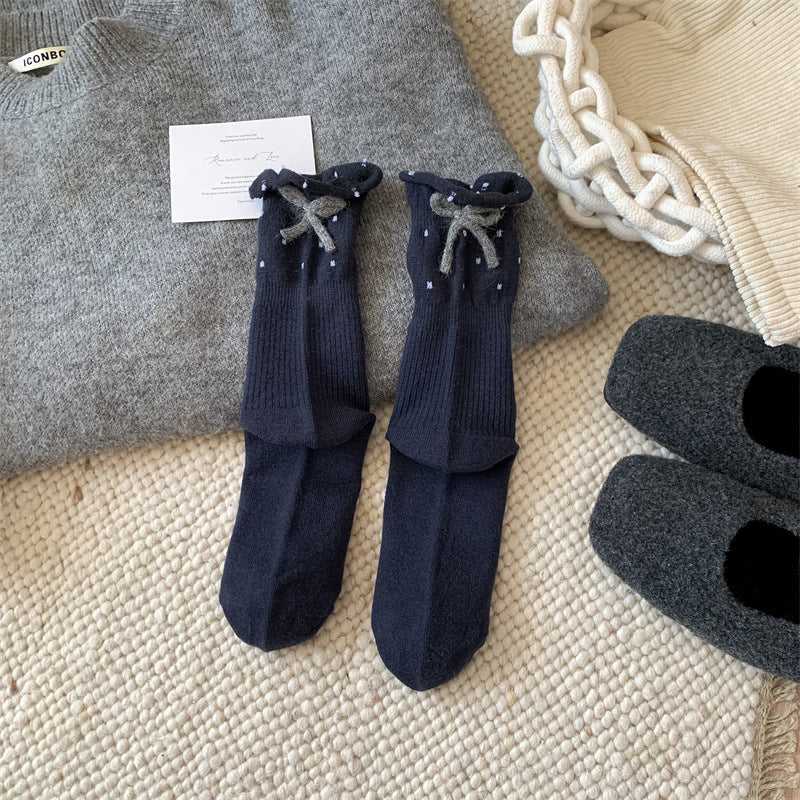 Polka Dot Bowknot Slouchy Socks - DippedShop Wholesale - #7491
