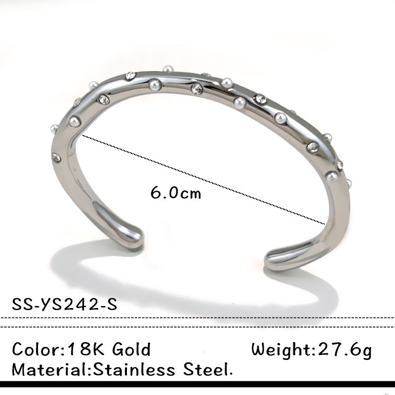 Trendy Rhinestone Pearl Open B - DippedShop Wholesale - #3187
