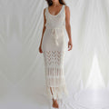 Solid Hollow Out Tassel Dress - DippedShop Wholesale - #6995
