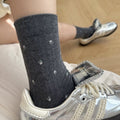 Floral Ribbed Crew Socks - DippedShop Wholesale - #1091