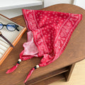 Trendy Floral Print Beaded Decor Silk Scarf 6W6NSI204