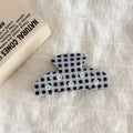 Cute Rhinestone Flower Plaid Acetate Hair Claw 6W6HCP1277