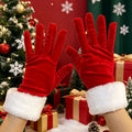 Funny Velvet Faux Fur Cuffs Christmas Gloves 6W6GLO105