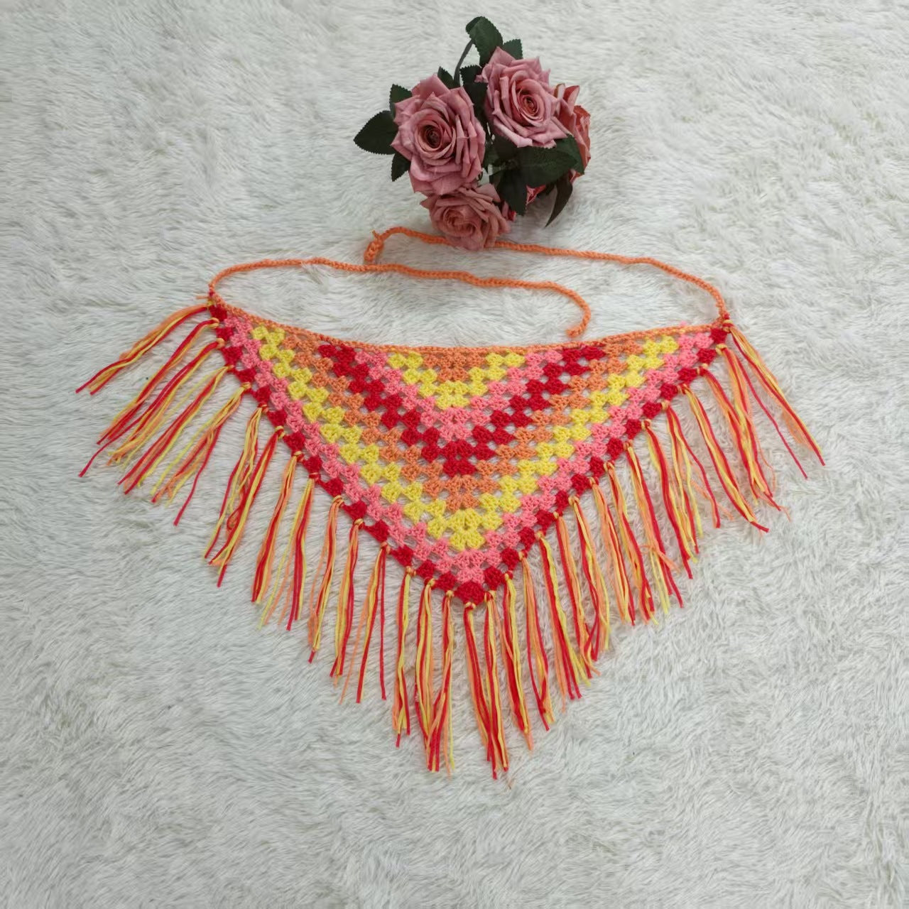 Sexy Hand-crochet Tassel Triangle Hip Cover 6W1SL17