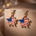 Retro USA Flag Star Pendant Dangle Earring 8ZA6JER195L