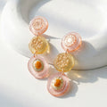 Retro Color Contrast Resin Pendant Drop Earrings 6W6JER609