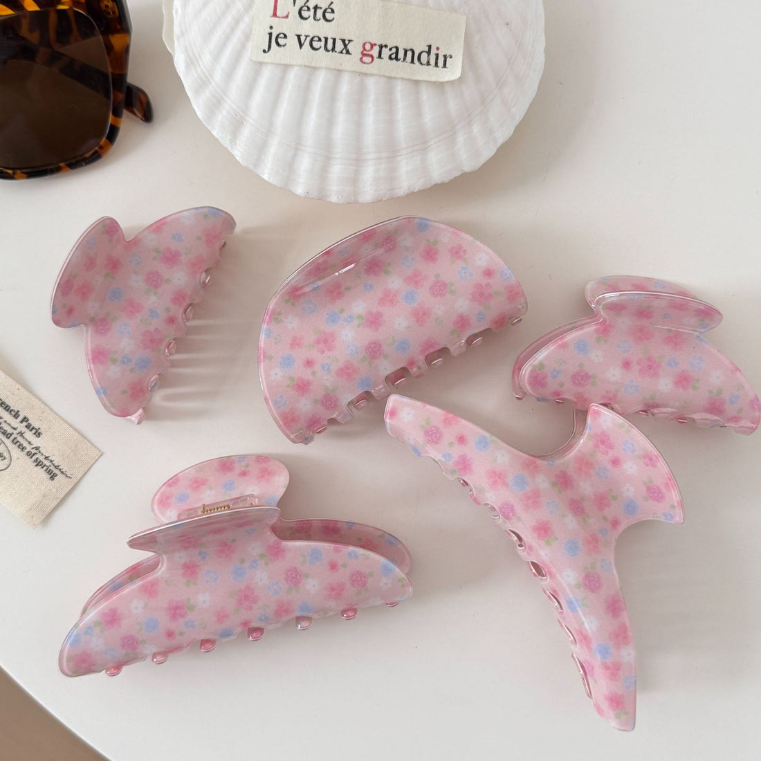 Flower Print Hair Claw - DippedShop Wholesale - #5395