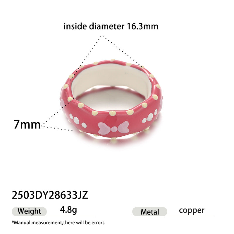 Cute Polka Dots Bowknot Enamel Ring 6W6JRG251