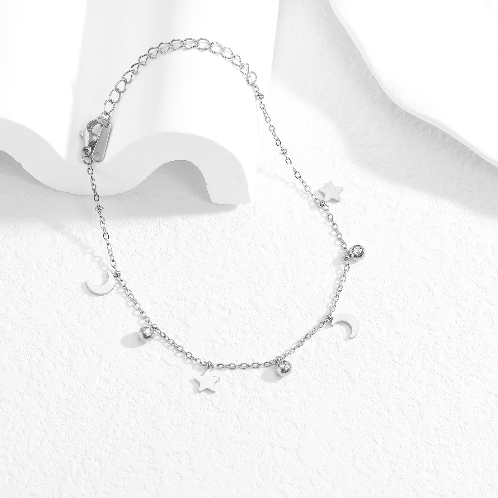 Minimalist Star Moon Chain Adjustable Anklet 8ZA6JAB13