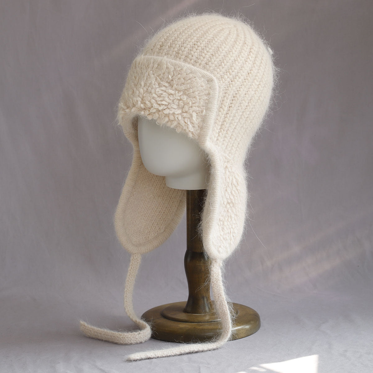 Sweet Solid Angora Trapper Knit Beanie 6W6HAT697