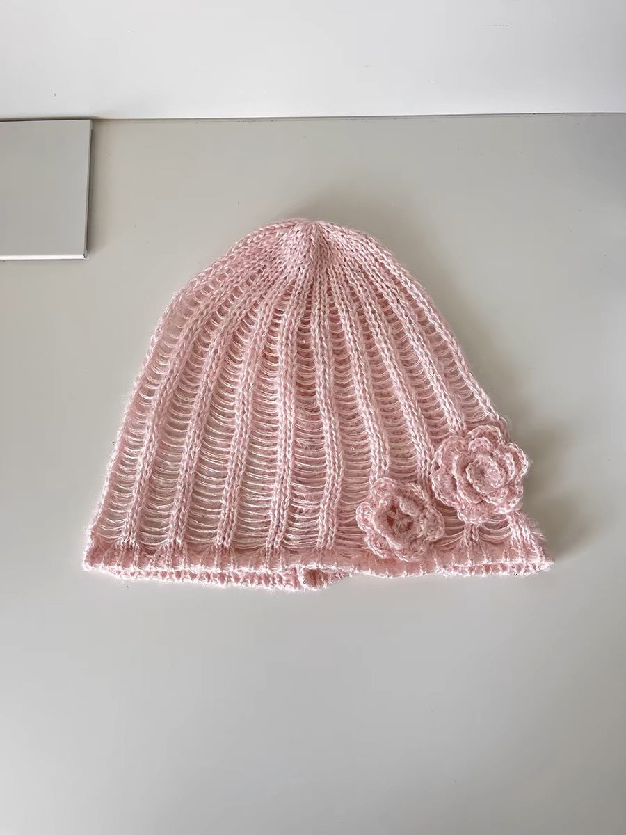 3D Floral Knit Beanie - DippedShop Wholesale - #8867