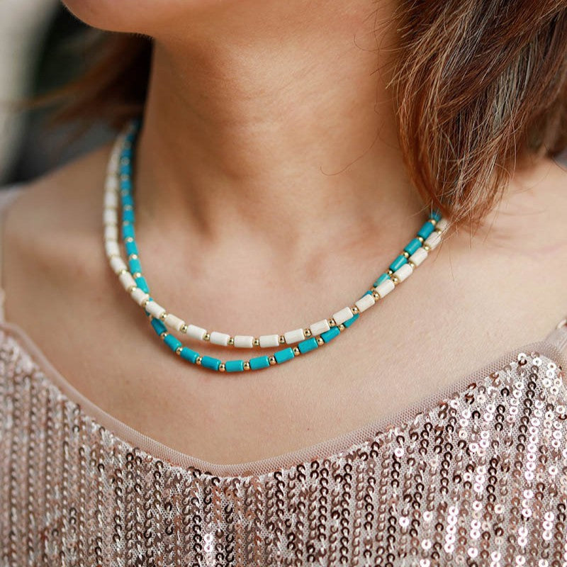 Minimalist Color Block Bead Choker Necklace 6W6JNC1019